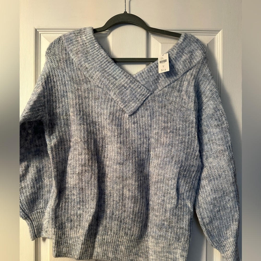 Anthropologie Moth V Neck Blue Sweater